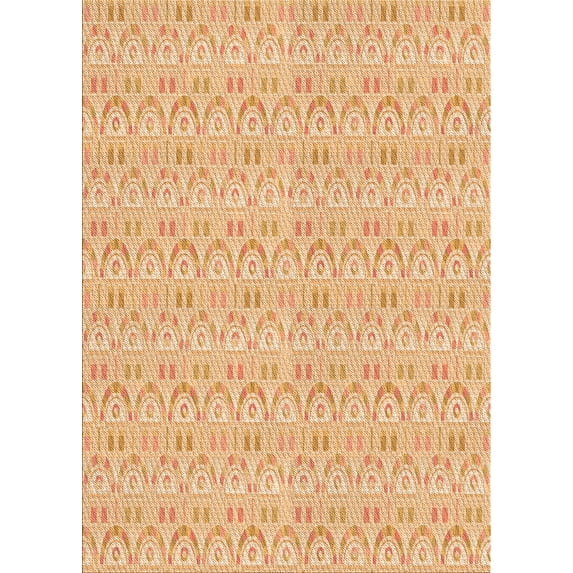 Ahgly Company Indoor Rectangle Patterned Carrot Orange Area Rugs, 5' x 7'
