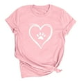 thumbnail image 3 of Felirenzacia Pet Mom's Heart Design Graphic Short Sleeves T Shirt Summer Casual Cotton Pullover Tee Tops for Big and Tall Women Pink,L, 3 of 6