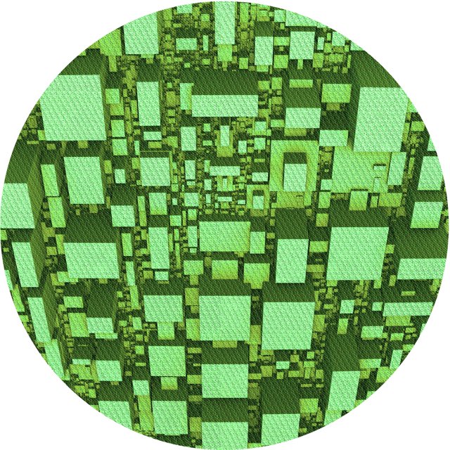 Ahgly Company Machine Washable Indoor Square Transitional Emerald Green Area Rugs, 3' Square