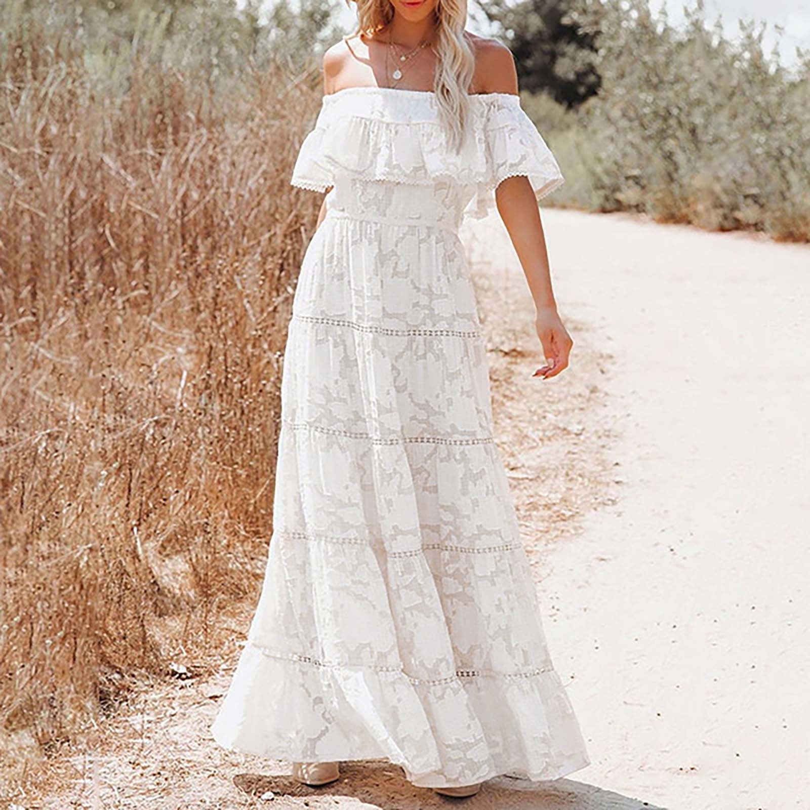 SMihono Summer Dress for Women Plus Size Women's Fashion Bohemian Short Sleeve Off-The-Shoulder Solid Ankle-Length Dress - Walmart.ca SMihono Summer Dress for Women Plus Size Women's Fashion Bohemian Short Sleeve Off-The-Shoulder Solid Ankle-Length Dress - Walmart.ca
