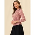 thumbnail image 4 of Blusa Cuello Manga Larga Volantes Parte Superior Rojo T S, 4 of 6