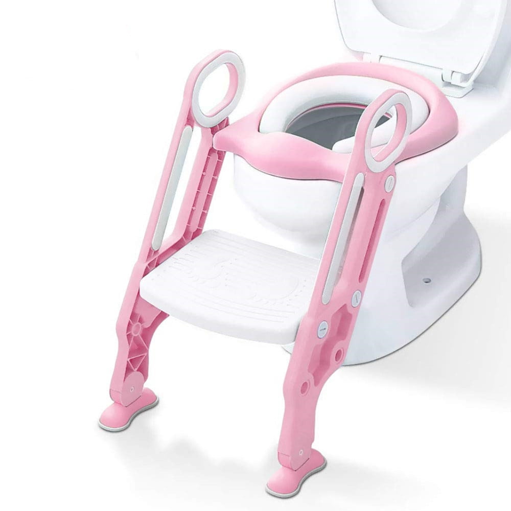 Green Toilet Training Ladder with Handles Baby Potty Seat for Boys/Girls Non-Slip Pads Potty Training Seat Ladder Wide Step Stool Training Toilet for Toddlers Step Stool Potty Training 
