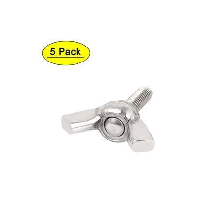 

304 Stainless Steel Butterfly Wing Nut Screw M4 x 12mm Thread 5pcs