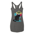 thumbnail image 2 of Cool California Beach Kitten Silhouette Sun Cat | Womens Cat Lover Premium Tri-Blend Racerback Tank Top, Premium Heather, Medium, 2 of 4