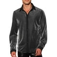 thumbnail image 1 of Camisa de fiesta de manga larga para hombre INSPIRE CHIC con brillo, textura brillante, color plateado, 1 of 5