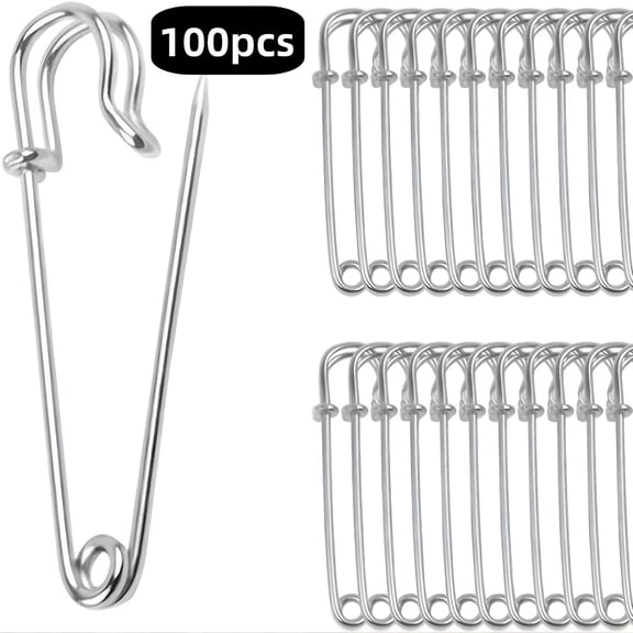 TALENO 100pcs Extra Strong Large Safety Pins - Heavy Duty Steel Spring Lock Fasteners for Blankets,Crafts,Skirts & Kilts - Durable Brooch Making Essential