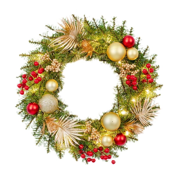 Corona de Navidad Corona de Navidad Adorno de Corona de Puerta Colgante de 60 cm para Uso en Interiores y Exteriores