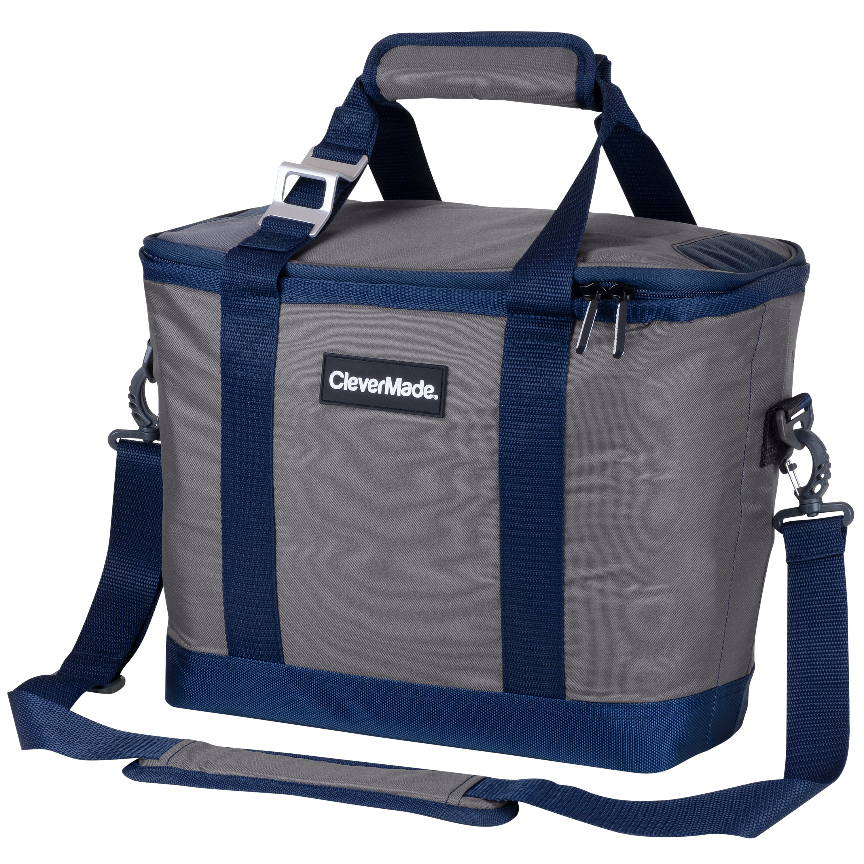 CleverMade 30 Can Collapsible Cooler, Grey/Navy