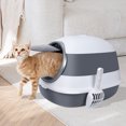 thumbnail image 6 of TOPMART Hooded Litter Box,Large Enclosed Cat Litter Box with Lid for Cats,Gray , 6 of 7