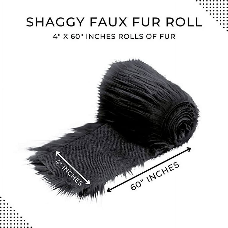 Faux Fur Luxury Shag Black 60 Inch Wide Fabric By the Yard (FE