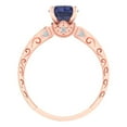 thumbnail image 4 of 1.06 ct Round Cut Simulated Blue Sapphire Solitaire with Accents Engagement Ring for Women in 18K Rose Gold, 4 of 5