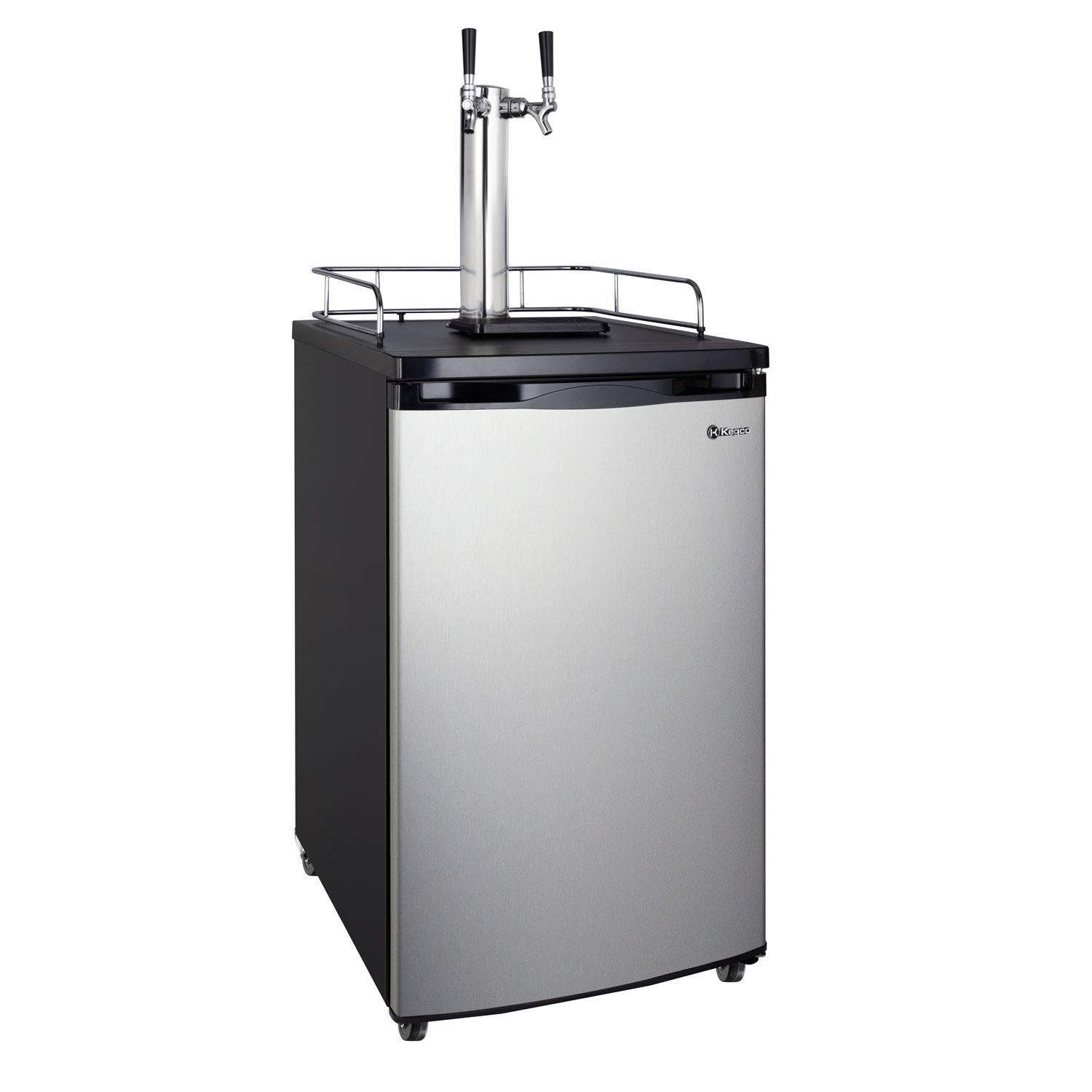 Kegco K199SS-2P Kegerator Two Keg Beer Cooler - Premium Double Faucet D System Kit - Stainless Door