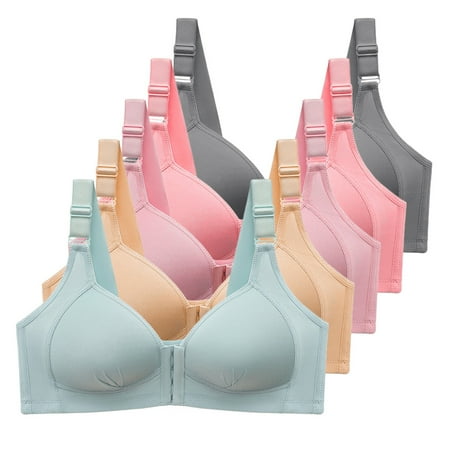 

Women Front Button Closure Bra Wirefree Soft Bralette Seamless Underwear Padded Wireless Bras Adjustable Shoulder Straps