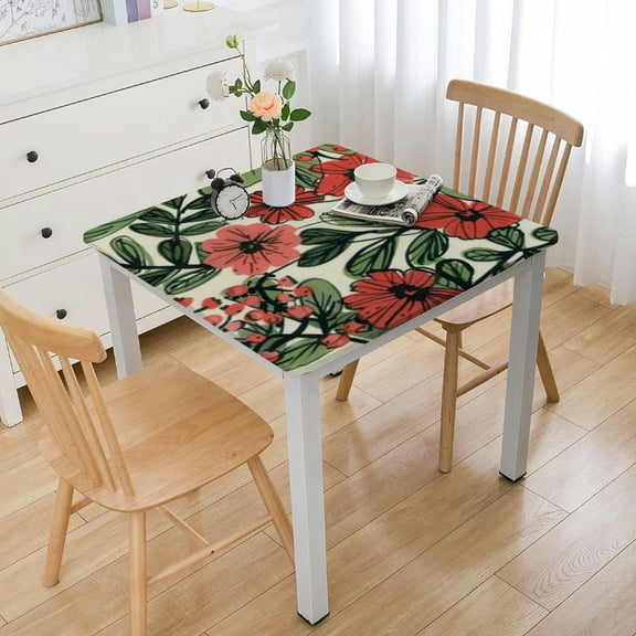 BANET Fitted for Rectangle Table Table Cover with Elastic Edges, Wipeable Washable Polyester Table Clothes for Kitchen Dining Party white