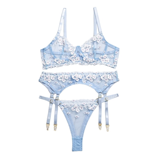 Gibobby Ropa interior mujer Lencería sexy para mujer, diseño de mujer con juego de lencería sexy(Azul celeste, M)