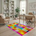 thumbnail image 2 of ODIKA Whimsical Checkered Maximalist Grid Funky Retro Plush Hippie for Home Office, Gaming Room, Under Desk, Non-Slip Chair-Friendly, 2 of 7