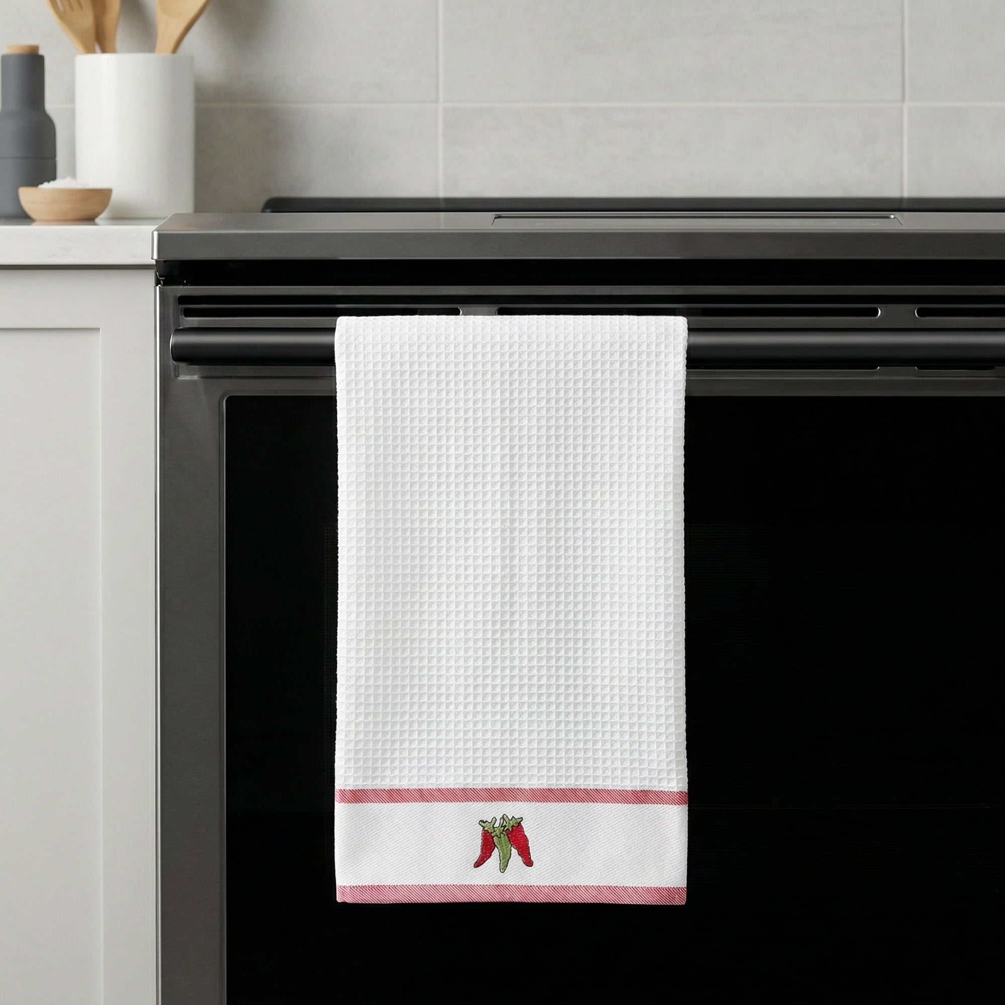 Unique Bargains 2Pcs Cotton Absorbent Fast Drying Dish Towels White Pears 25" x 15"