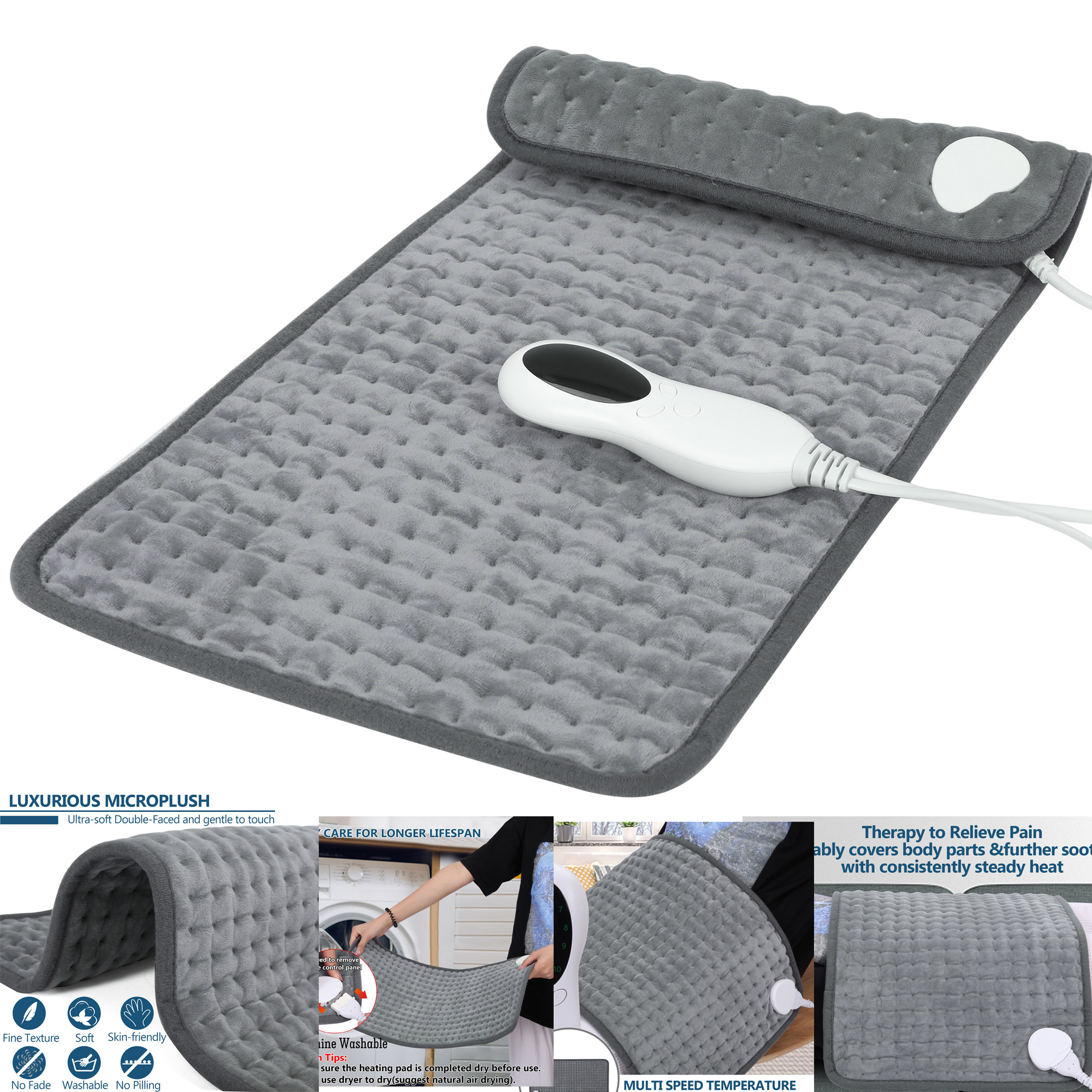 YouLoveIt Electric Heat Pad for Neck and Shoulders, 12"x24" Portable