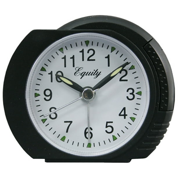 Elgin Classic Black Case Quartz Alarm Clock White Lighted Dial
