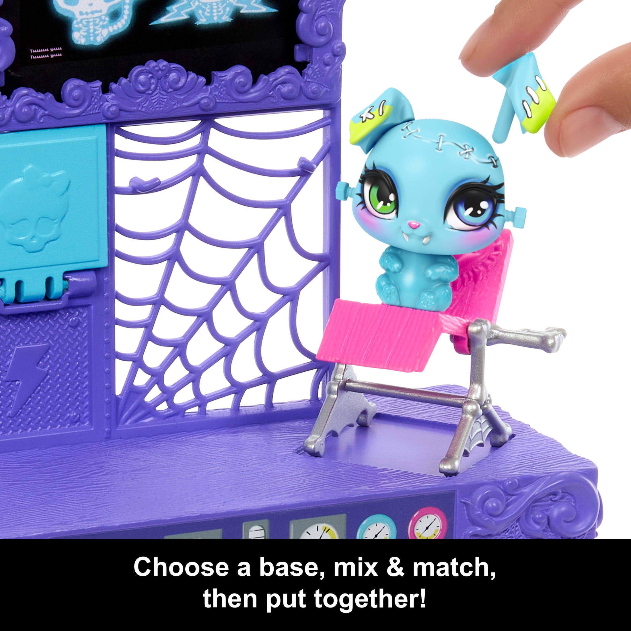 Monster High Frankie Stein Make-A-Monster Pet Doll Playset, 30+ Accessories for Countless Pet Combos