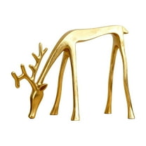 FastXmas Christmas Reindeer Statue Ornaments,Plastic Stand Reindeer Tabletop Decoration,European-Style Imitation Reindeer Statue for Christmas,Office,Bookshelf TV Stand,Living Room Decor(7.8" Gold)