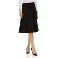 thumbnail image 1 of Lycra Fabric Panel Midi Skirt For Women By BGDK- 27 Inch Midi Length Pleated Skirt With Elastic Waist- Fit And Flare Skirt- High Waist Flowy Skirt For Work, Office, Business, Church black x small, 1 of 5