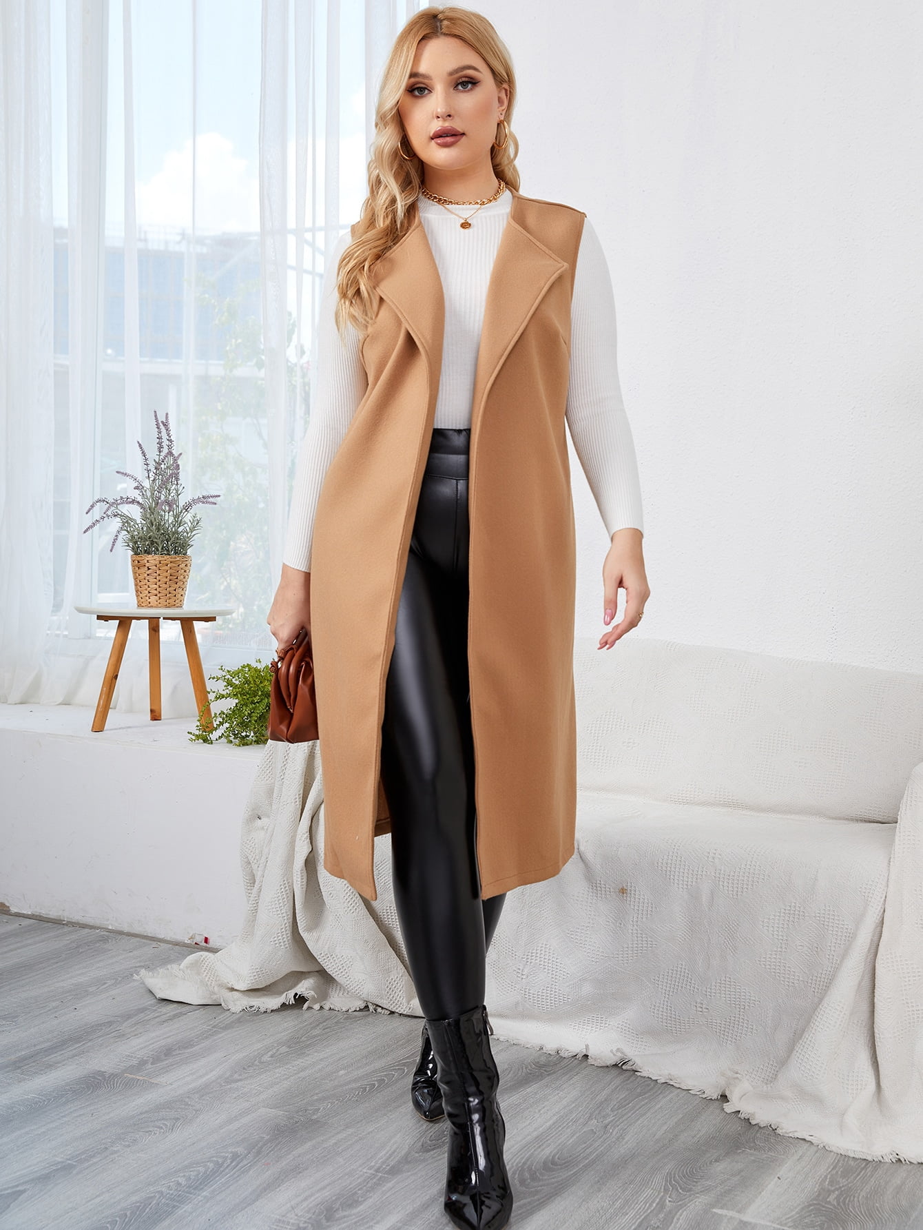 Women's Plus Waterfall Collar Vest 