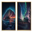 thumbnail image 2 of Designart "Aurora Borealis Illuminating Northern Skies III" Landscape Mountains Framed Wall Art Set Of 2 - Traditional Blue Gallery Wall Frame Set For Home Decor, 2 of 6