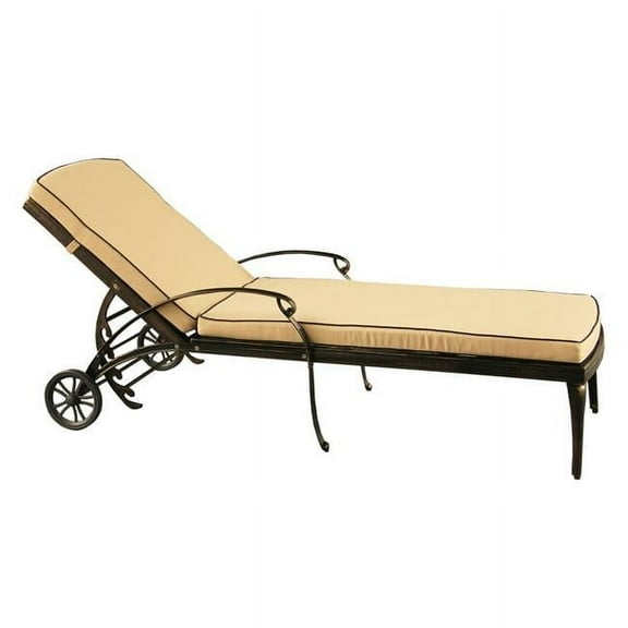 Oakland Living Modern Mesh Lattice Aluminum Chaise Lounge with Wheels and Cushion