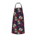 thumbnail image 2 of Lsque Roses Skulls Waterproof Apron Chef Aprons for Men Heavy Duty Chemical Work Apron Extra Long Grilling Aprons with Adjustable Bib Apron, 2 of 9