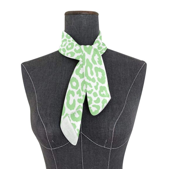 Square Scarf 24x24 Inch Light Green White Leopard Pattern Silky Satin Sun Protection Neck Scarf for Women Multi-Purpose Head Wrap Bandana for Hair Bag Decoration