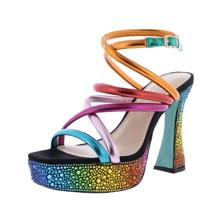 

Betsey Johnson Womens Maeve Metallic Rhinestone Platform Sandals