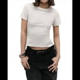thumbnail image 1 of Camisetas de Algodón para Mujer, Cuello Redondo, Corta, Básicas, Informales, de Verano, Color , Talla S, 1 of 8