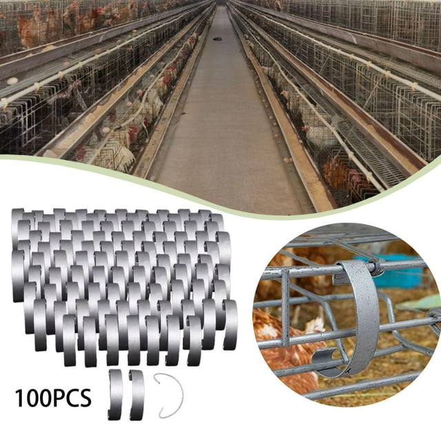 100 ganchos de acero para puerta de jaula, hebillas de metal, uso doméstico, multiusos, para puertas de gallinero, ganchos fijos para aves de corral. 50 mm