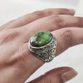 thumbnail image 5 of Green Copper Turquoise Mans Ring, Natural Green Copper Turquoise, Silver Jewelry, 925 Silver Ring, Birthday Gift, Heavy Mens Ring, Arabic Design, Ottoman Style Ring, Christmas, Turkey Mens Signet Ring, 5 of 8