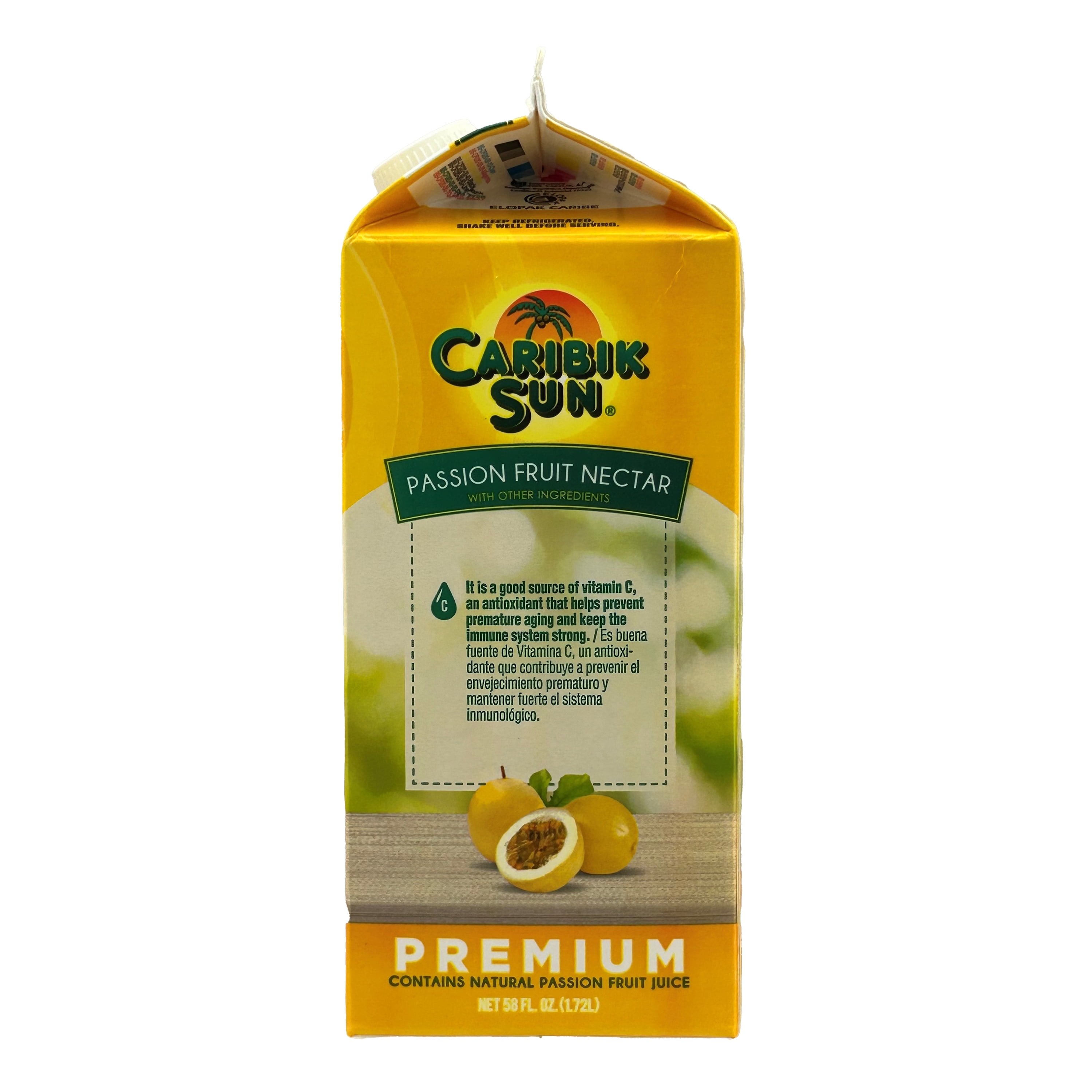 Caribik Sun Passion Fruit Premium, 100% Vitamin C, 58 fl oz, Fruit Refrigerated Juice