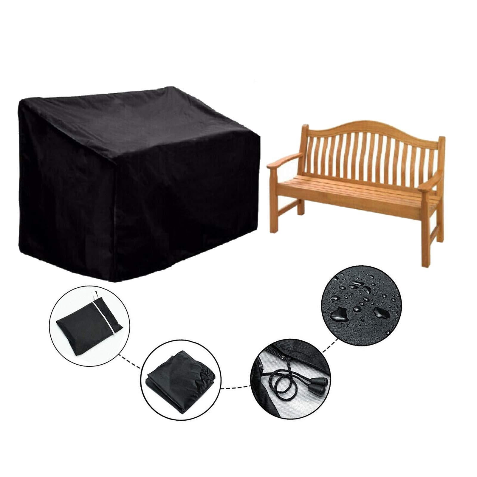 Outdoor Bench Cover Waterproof – Heavy Duty 2-Seater Patio Furniture Cover for Loveseat, Sofa & Glider – All-Weather Resistant with Air Vents – Fits Garden, Park & Outdoor Use (Black)