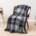 thumbnail image 3 of PAVILIA Plaid Sherpa Throw Blanket for Couch Sofa Bed, Dark Grey, 50x60, 3 of 8