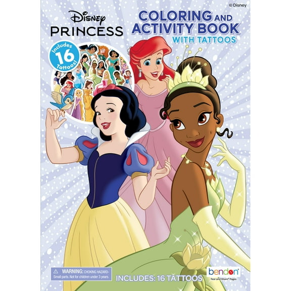 Disney Princess 48 Page Coloring and Activity Book With Tattoos, Paperback