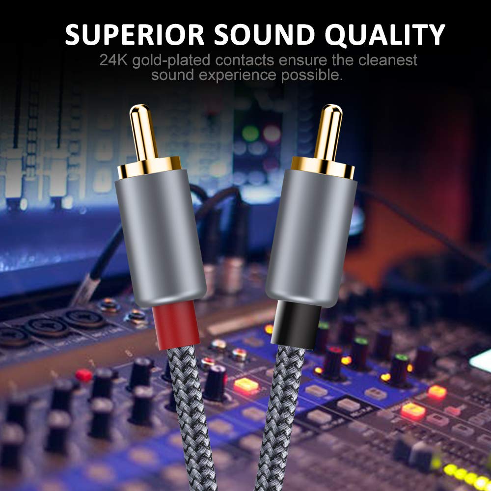 2-Male to 2-Male RCA Audio Stereo Subwoofer Cable - 6-Foot Hi-Fi Sound Cable - image 5 of 7