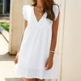 thumbnail image 5 of Summer Dresses for Women Lace V Neck Jacquard Cutout Sun Dress Ruffle Boho Dress Plus Size Dress Women Beach Dress, 5 of 7