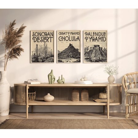 POSTER Mexico Art Posters Vintage Pyramids Prints Mexico Wall Art Mexico Travel Poster Vintage Wall Art Cactus Mexican Decor -UNFRAMED