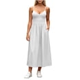 thumbnail image 3 of Plus Size Womens Summer Dresses Casual Fashion Solid Color Loose Sleeveless V-neck Double Pocket Dress S-2XL, 3 of 9