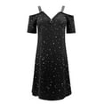thumbnail image 3 of CAICJ98 Formal Dresses For Women Evening Party Womens Spring Summer Casual Wrap Floral Elegant Party Pencil Dresses Dark Black,XL, 3 of 4