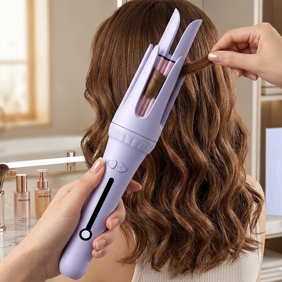 YA YATECH 32mm Automatic Rotating Curling Iron, Ceramic Anti-Scald Hair Curler with Adjustable Temp, Auto shut off for Loose Waves