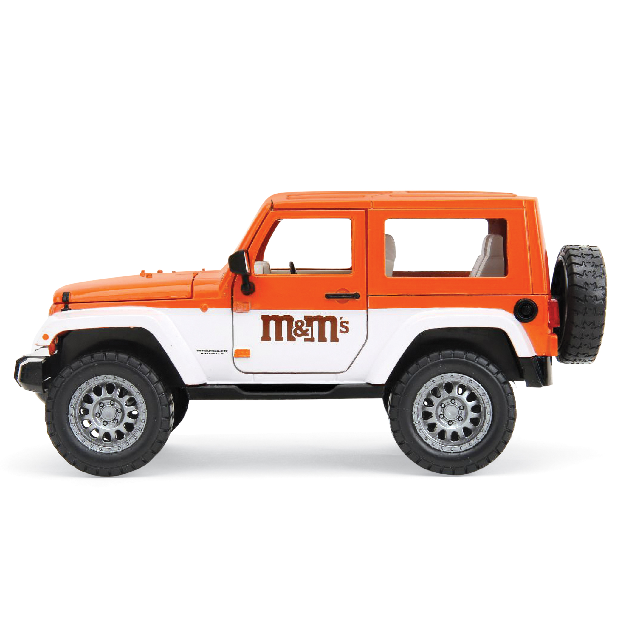 2017 Jeep Wrangler Orange Metallic and White and Orange M&M Diecast Figure M&M