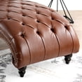 thumbnail image 3 of Classic Faux Leather Button Tufted Chaise Lounge, Armless Recliner Chair Sofa with Nailhead Trim Solid Wood Legs for Living Room Bedroom Office, 3 of 10