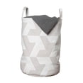thumbnail image 1 of Modern Laundry Bag, Illustration of Diagonal Stripes Forming Geometric Shapes in Greyscale, Basket with Handles Drawstring Closure for Laundromats, 13" x 19", Pale Taupe and White, by Ambesonne, 1 of 4
