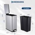 thumbnail image 6 of Slim Trash Can with Lid, 12 Gal (45 L) Stainless Steel Kitchen Garbage Can with Inner Bucket and Step On Foot Pedal, Narrow Metal Trash Bin, Silver, 6 of 7