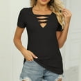thumbnail image 4 of Drses Women's Casual Dressy Short Sleeve T-Shirts - Criss Cross V Neck, Slim Tops, 4 of 6